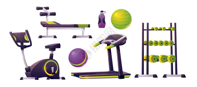 38节健身房活动健身和运动器械插画
