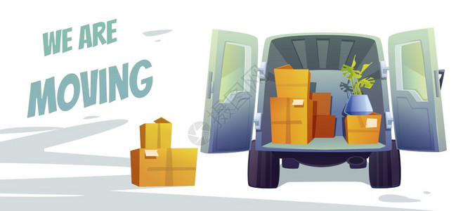 开着的卡车和包装箱搬家概念迁服务图片