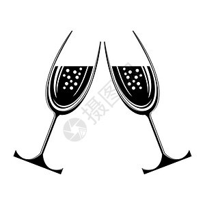 白色背景的两副闪光眼镜香槟庆祝新年快乐烈酒饮料恭喜干杯两个闪亮眼镜干杯图片