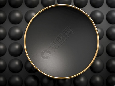 3D黑色空板球和背景上有金环的黑色空板用于放置您的文本或对象完美插图带有最小版式复制空间的横幅将黑球和背景上有金环的黑色空板变成图片