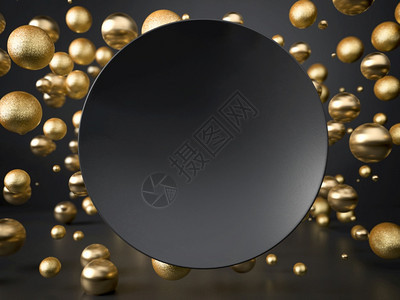 3d在飞金球和的体上绘制黑色圆盘在飞金球和体上绘制黑色圆盘3设置文字或球体的完美插图设置文字或对象的圆盘在最小版式上绘制黑色圆盘图片