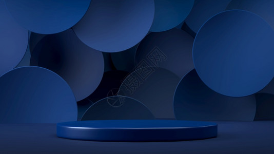 3D蓝色圆台讲或会场投递由浮环装饰的最小蓝色工作室3D由浮环装饰的蓝色工作室和由浮环装饰的蓝色工作室圆台讲或会场投递蓝色圆台讲或图片
