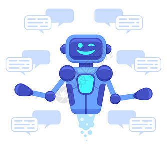 聊天机器人支持聊天机器人助理在线对话机器人支持聊天虚拟助理谈话服务孤立矢量插图Ai协助机器人对话服务和支持聊天机器人支持在线聊天背景图片