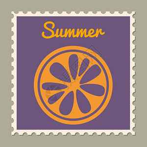 邮票夏季假日橙色变迁古年设计暑假变迁年设计矢量插图孤立图片