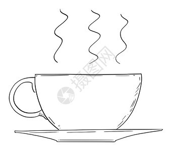 矢量漫画绘制咖啡或茶大杯的概念插图图片