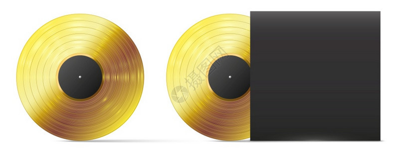金黑乙烯唱片现实的金黑乙烯唱片成功的录音唱片乐专辑奖模板矢量图解黑色的牌子封面手语闪亮的音乐播放盘金黑乙烯唱片现实的模板矢量图解背景图片