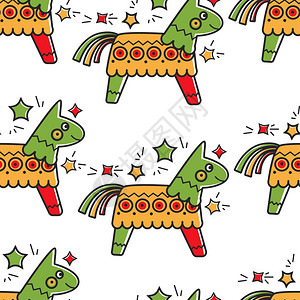 墨西哥文化的马玩具插画图片