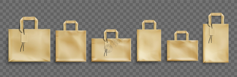 带有标签的手纸生态袋不同形状矢量现实的白棕色袋模型用透明背景上隔开的把手纸板袋上公司设计模板纸生态袋的矢量模型图片