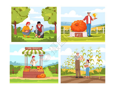 农民市场活动生活方式矢量插画图片