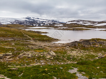 耶加雪菲挪威夏季山地景观旅游色5号Sognefjellet公路空中视图山地景观挪威旅游色5号Songnefjellet公路背景