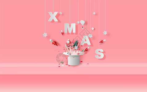 圣诞快乐和新年节日派对冬季简单现代最起码的红面画背景图片