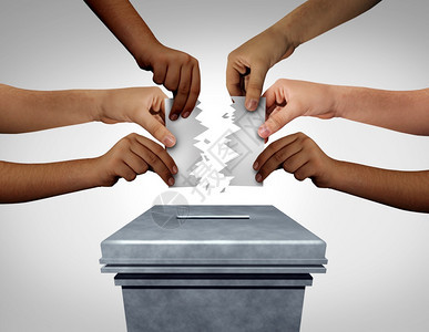 选举危机和投票问题或选民镇压概念是投票站选民的举问题是欺诈或竞行为的象征带有3D插图要素图片