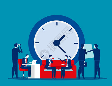 时间管理概念商业矢量时钟办公室团队工作加业图片
