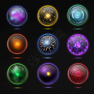 神奇晶体球闪亮的能量和电的光电的光的光的玻璃亮球的星电矢量星图片