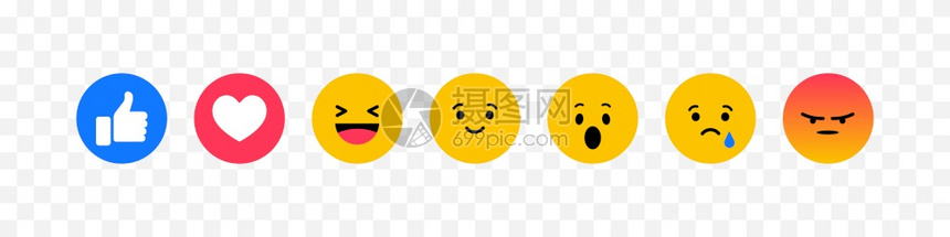 Facebook图标表情矢量类似和心脏的表情社交媒体的Emoji图标Emoji图标矢量插图片