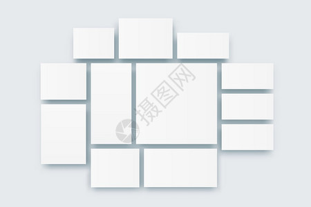 真实的情绪牌纸板照片布局设置框架品牌展示布局用于内部拼图或像画廊的矢量最小相册页面模板真实的情绪矢量最小相册页面模板背景图片