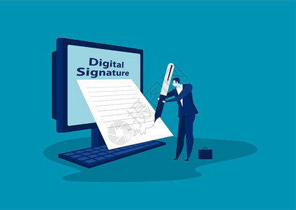 商人在网上签署协议或合同图片