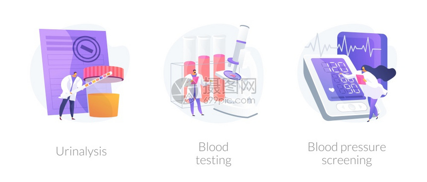 临床实验室分析图标漫画集健康检查生物标记尿解血液检测压筛查比喻病媒孤立概念比喻图临床实验室分析图标卡通定病媒概念比喻图片