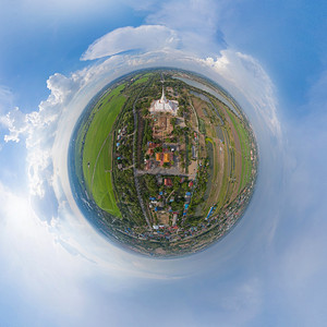 泰国曼谷市Ayutthaya省神庙空中观察全景旅游概念中著名的泰国旅游景点建筑图片