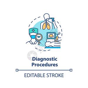 诊断程序概念图标专业医疗分析诊断确定概念细线插图医生检查矢量孤立大纲RGB彩色绘图可编辑中风图片