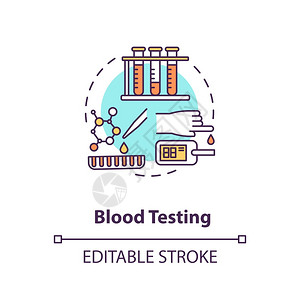 血液测试概念图标医学实验室研究临床分析生物化学技术思想细线插图矢量孤立大纲RGB彩色绘图可编辑中风图片