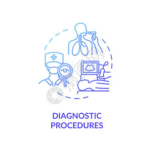 诊断程序概念图标专业医疗分析诊断确定概念细线插图医生检查矢量孤立大纲RGB彩色绘图图片