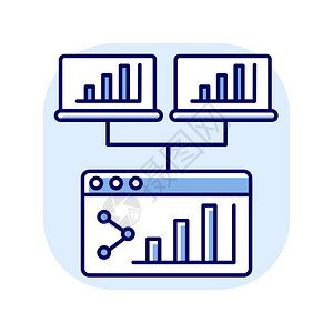 网播蓝色RGB颜图标共享在线演示文稿用数据分析器屏幕商业项目的信息图表互联网连接页孤立的矢量图颜色标图片