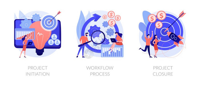 项目启动和结束工作流程业务分析背景图片