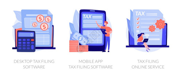 申报程序简单告税务网站桌面申报软件移动应用程序税申报软件备案在线服务隐喻矢量孤立概念比喻插图桌面税申报软件矢量概念隐喻图片