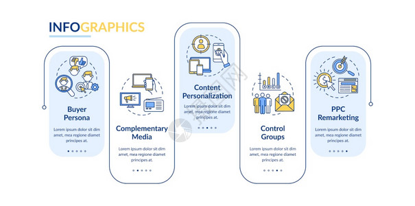 社会媒体营销矢量信息图表模板营销运动展示设计要素数据可视化包括5个步骤进程时间表图工作流程布局包括线图标社交媒体营销矢量信息图模背景图片