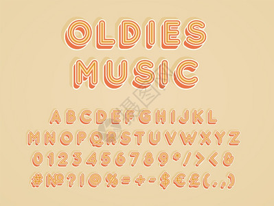 旧式音乐3D矢量字母组Retro粗体字型流行艺术标准字母组旧式的学校风格字母数符号包90年代8创作型号设计模板3d图片