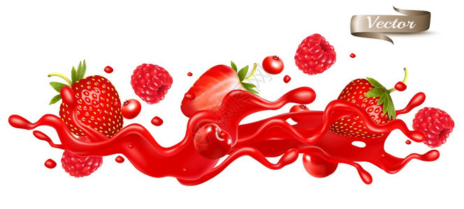 动感草莓果汁和樱桃图片