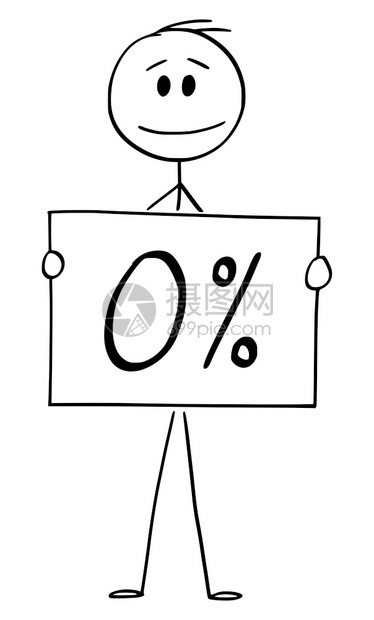 矢量卡通插图解男子或商人持有零分签名的概念说明矢量卡通说明人或商持有0零分签名图片
