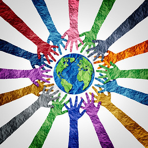 全球多样或地日以及国际世界文化是人民合作的概念为将地球团结在一起的多方手图片