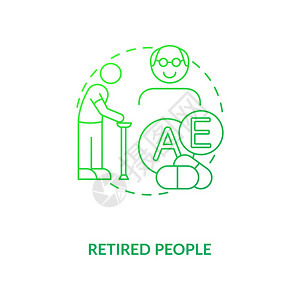 退休人员概念图标辅助人员需要浅线插图身体功能支持强制应激反预防矢量孤立大纲RGB彩色绘图退休人员概念图标图片