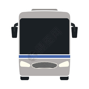 旅游巴士平面彩色设计矢量说明图标图片