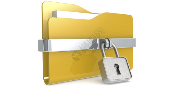 带有挂锁的黄色文件夹数据安全概念3DMaision图片