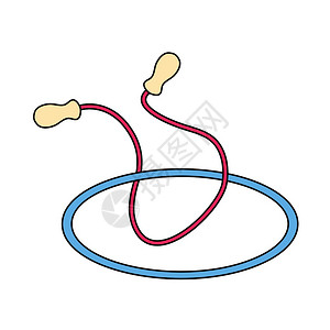 跳绳和洞的图标可编辑大纲配有彩色填充设计矢量说明图片