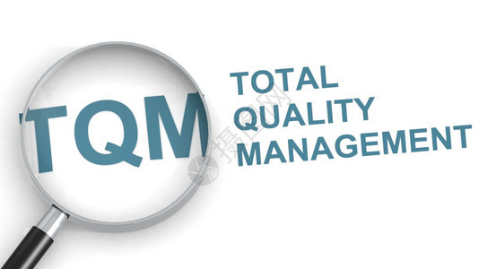 TQM全面质量管理放大镜下的单词3D图片