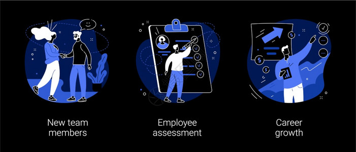 新小组成员雇评估职业发展绩审查SWOT分析职位项目小组黑暗模式隐喻职业发展抽象概念矢量说明图片
