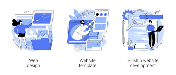 网站设计模板HTML5开发着陆页界面用户经验构建者平台抽象隐喻网站建设服务抽象概念矢量图解图片