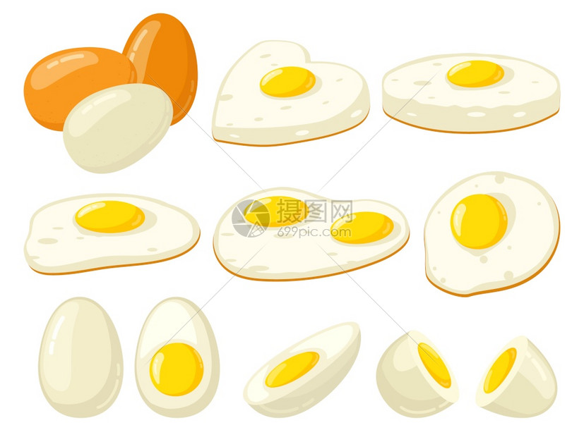 卡通煮鸡蛋硬煎软煮白鸡早餐有机农场产品病媒蛋早餐白有机农场产品病媒说明图片