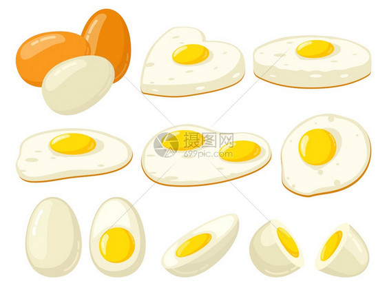 卡通煮鸡蛋硬煎软煮白鸡早餐有机农场产品病媒蛋早餐白有机农场产品病媒说明图片