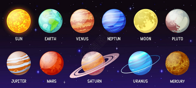 卡通太阳系空间行星 图片