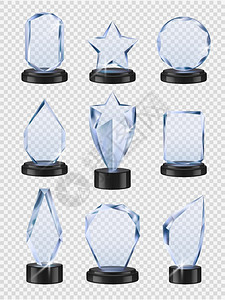 杯奖体育获者杯以玻璃矢量现实收集的方式颁发杯中奖以玻璃制成水晶奖插图图片