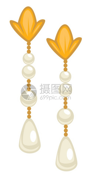 50年代的时装抛落形状链子上的球耳装饰金匠产品女设计昂贵的礼物1950年代时装耳环金和珍珠的女饰金和珍珠的女饰图片