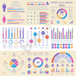 信息图横幅Ui界面带有财务图表派和比较表矢量集的信息面板业务数据图表和信息插带有财务表的信息面板派图和比较表矢量集图片