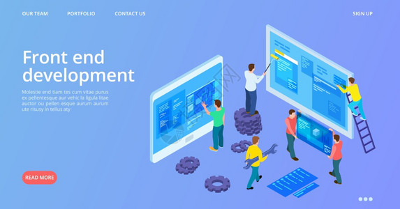 前端开发Isophic界面开发着陆页矢量站点建设网络计横幅模板网络开发应用程序计算机等量编码图解界面开发连接着陆页矢量站建设网络图片