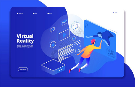 虚拟现实着陆人们数字移动娱乐扩大了现实人头盔虚拟网络互动矢量概念虚拟现实网络空间娱乐视频游戏虚拟现实着陆人们数字移动娱乐扩大了现图片