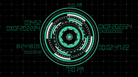 圆环边框数字修饰全志HUD圆环界面高科技未来按钮显示数字技术概念的网络界面元素3D插图背景